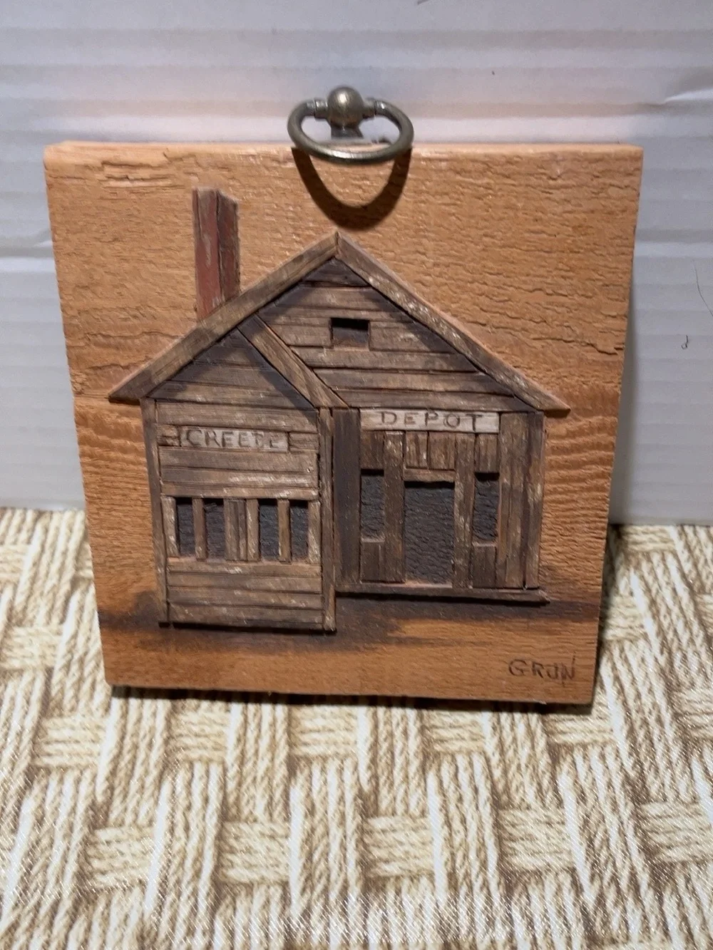 Gund Brown Wooden House Wall Art with Metal Hanger